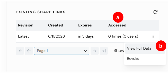 Viewing secure link details.